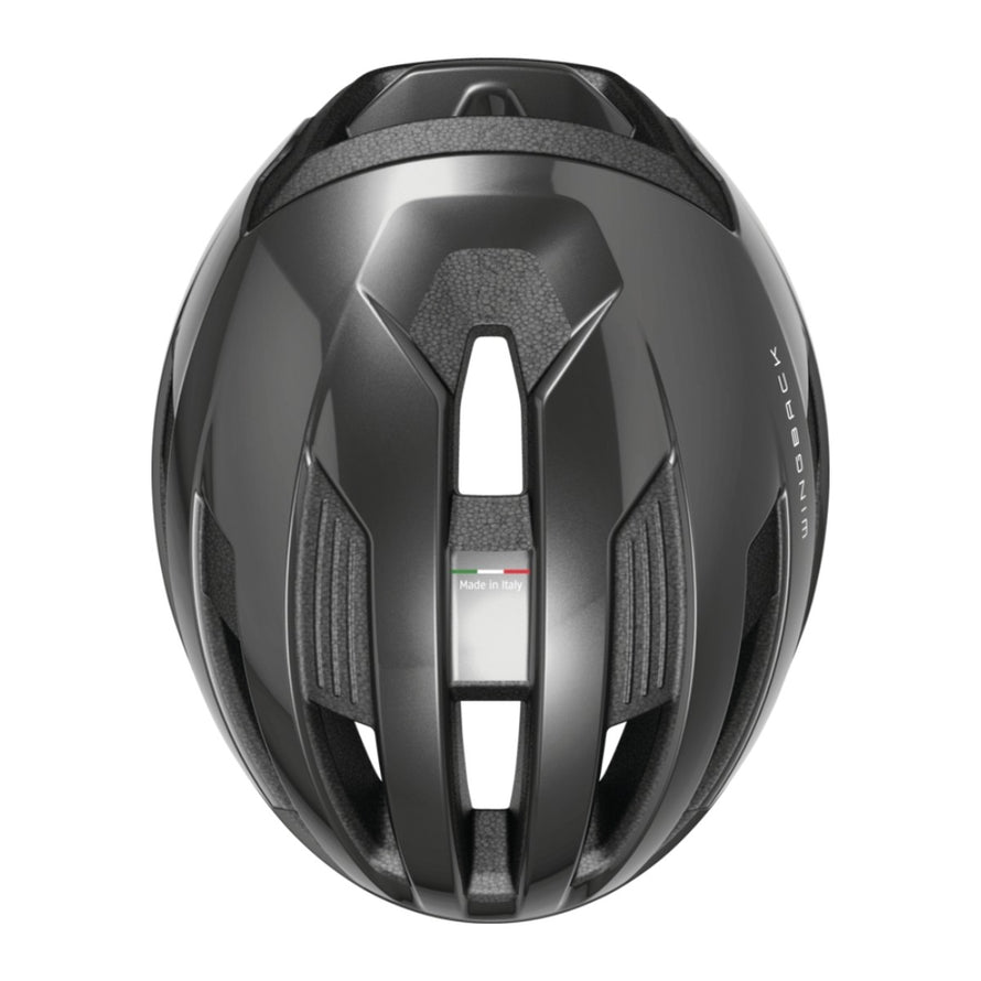 Casque velo route et gravel Abus WingBack gris metalise, design innovant et ventilation efficace pour cyclistes exigeants
