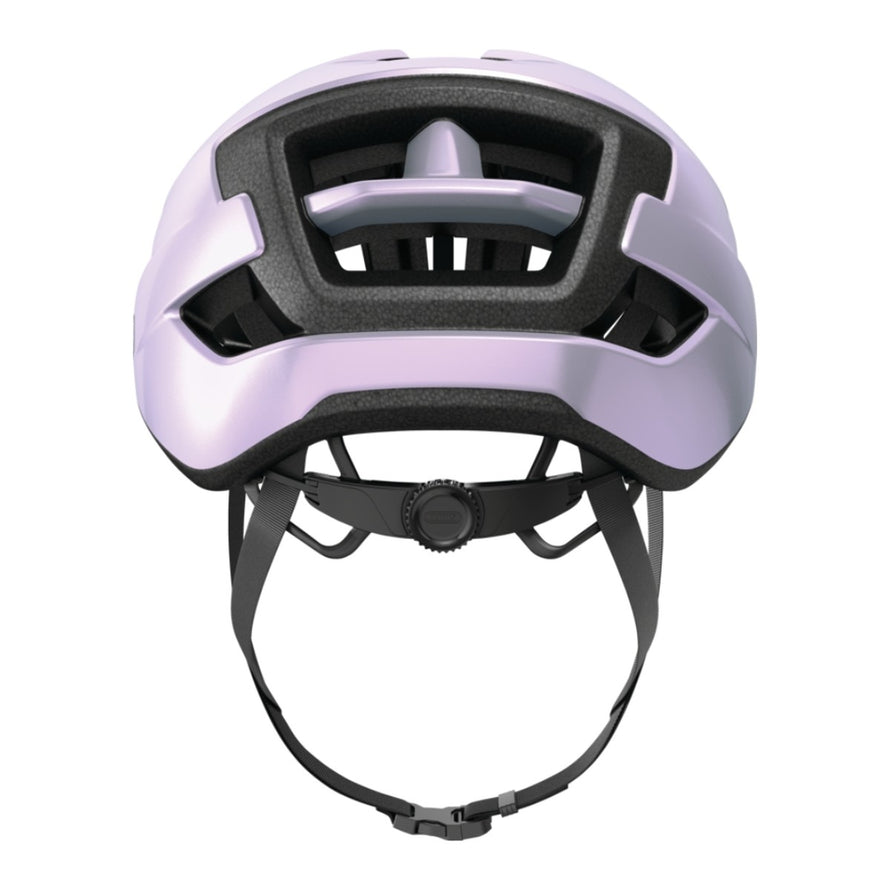 Casque velo route et gravel Abus WingBack lilas avec ventilation arriere et ajustement precis pour confort