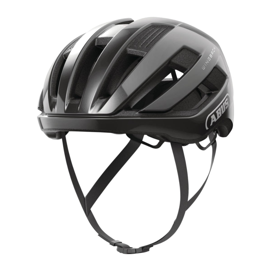 Casque Abus WingBack noir brillant pour velo route et gravel, leger et confortable avec excellente aeration