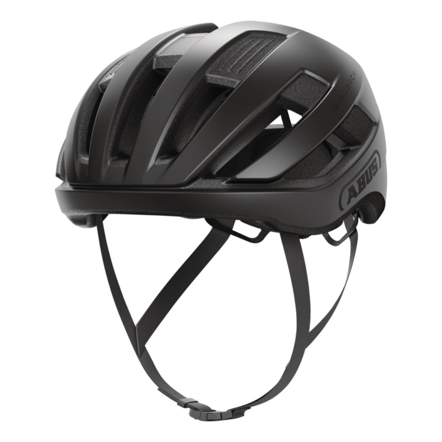 Casque Abus WingBack noir mat pour velo route et gravel, leger et compact avec ventilation efficace