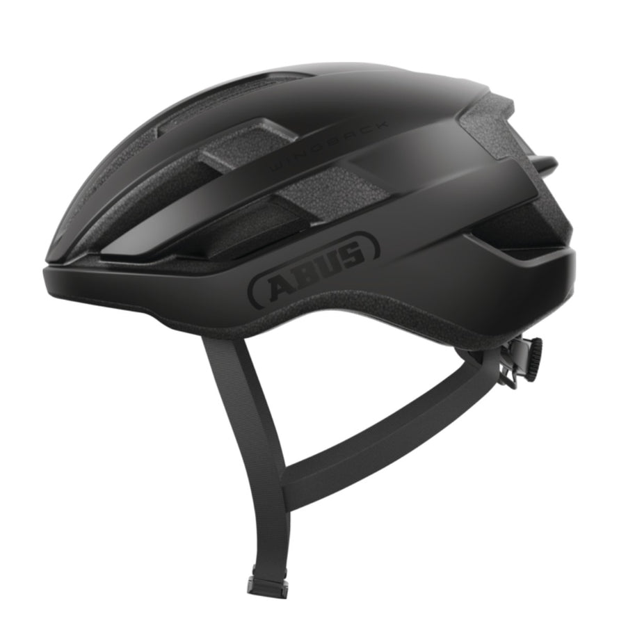 Casque Abus WingBack noir mat pour velo route et gravel, leger, compact avec excellent ajustement et securite