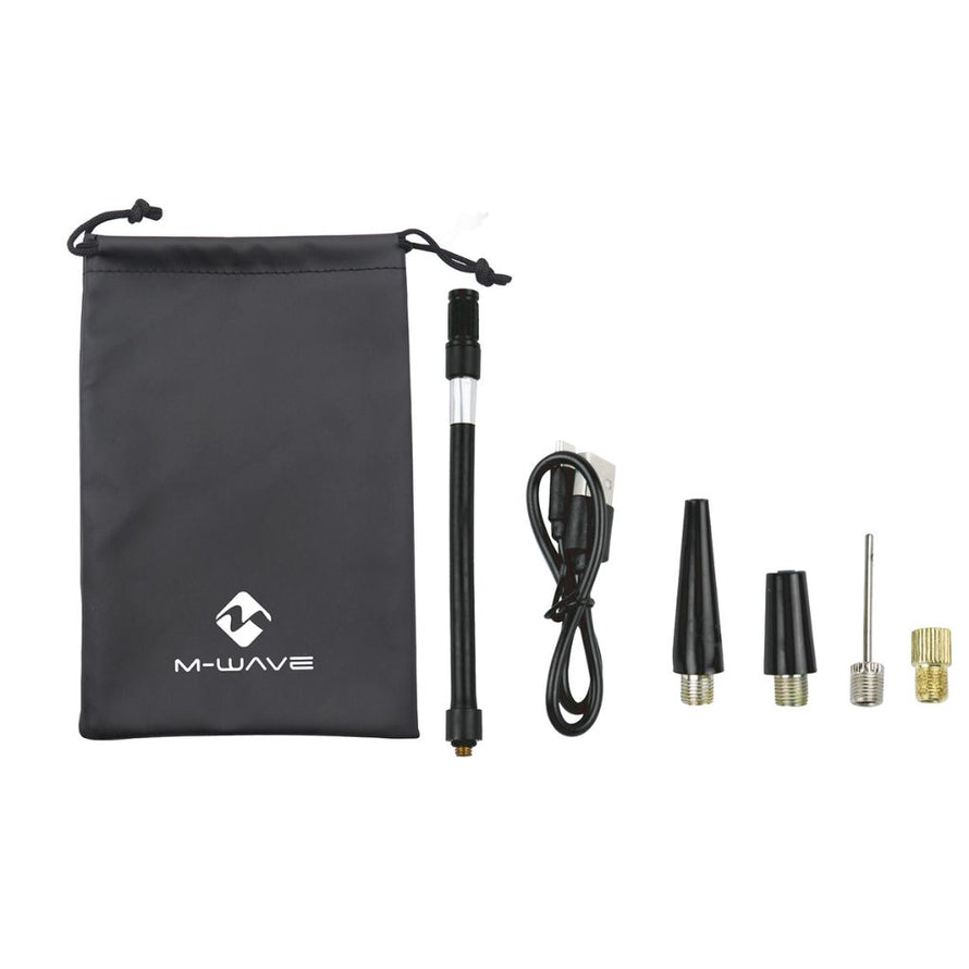 Accessoires pour la mini-pompe électrique multifonctions Elumatik Multiboost de M-Wave, idéale pour les vélos