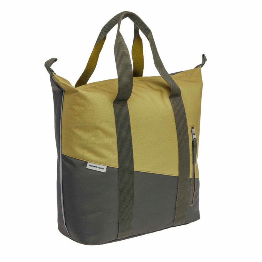 Sacoche vélo  réfléchissante Oslo Shopper 24L New Looxs pour porte-bagages arrière olive