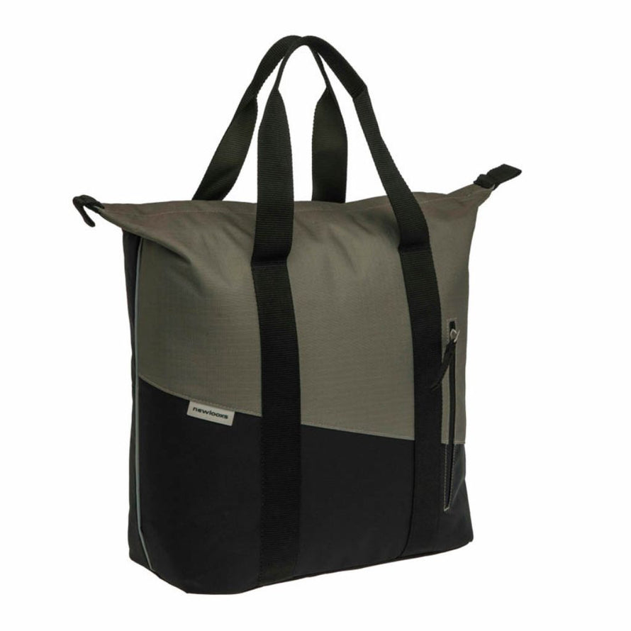 Sacoche vélo  réfléchissante Oslo Shopper 24L New Looxs pour porte-bagages arrière noir et kaki
