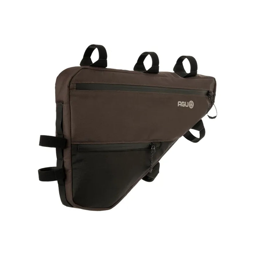 Sacoche de cadre AGU Full Frame Venture Small 7.5L marron, robuste et fonctionnelle pour cyclistes exigeants