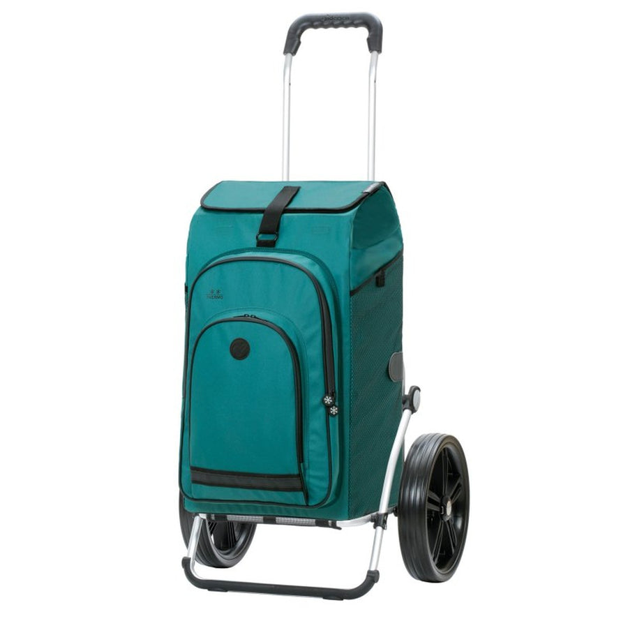 Caddie vélo Andersen Royal Shopper avec sac isotherme 62L vert, idéal pour transporter courses facilement
