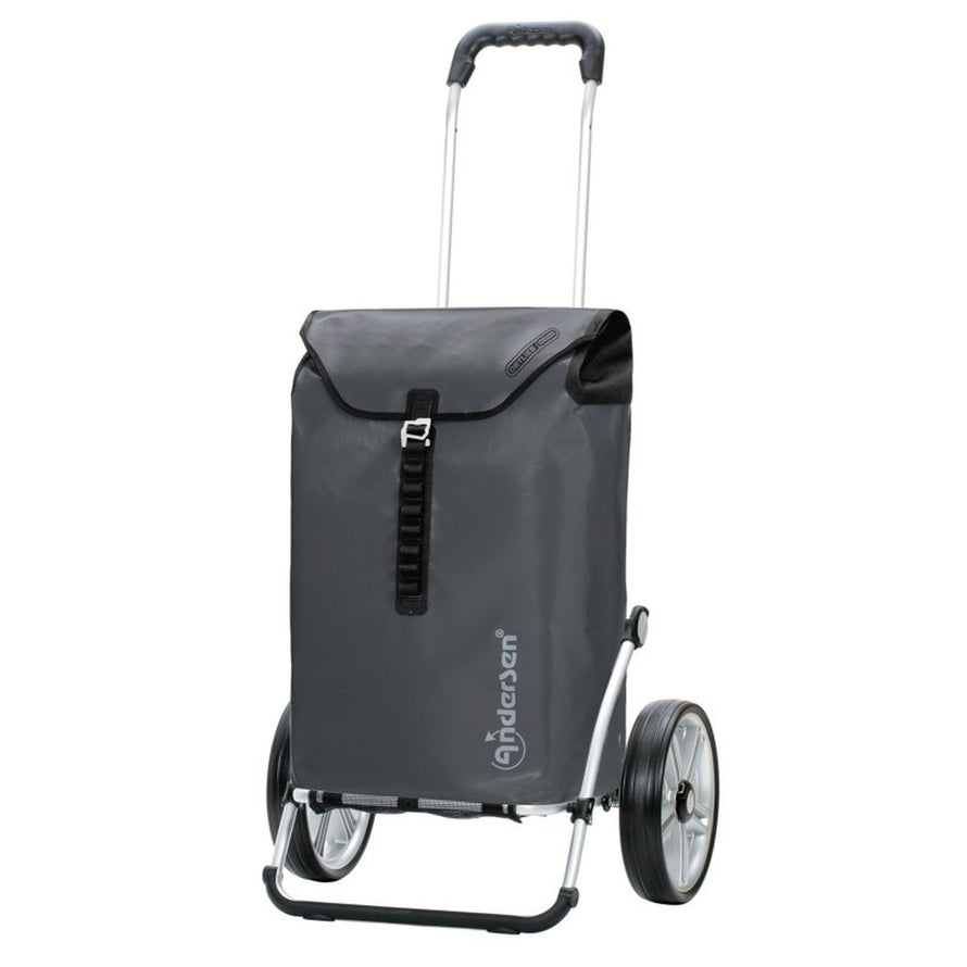 Caddie pour velo Andersen Royal Shopper avec sac etanche Ortlieb gris, ideal courses et protection pluie