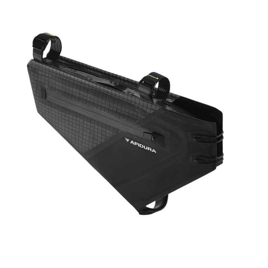 Sacoche de cadre Apidura Aero Frame noire résistante et compacte pour vélo route et gravel, parfaite pour longues sorties