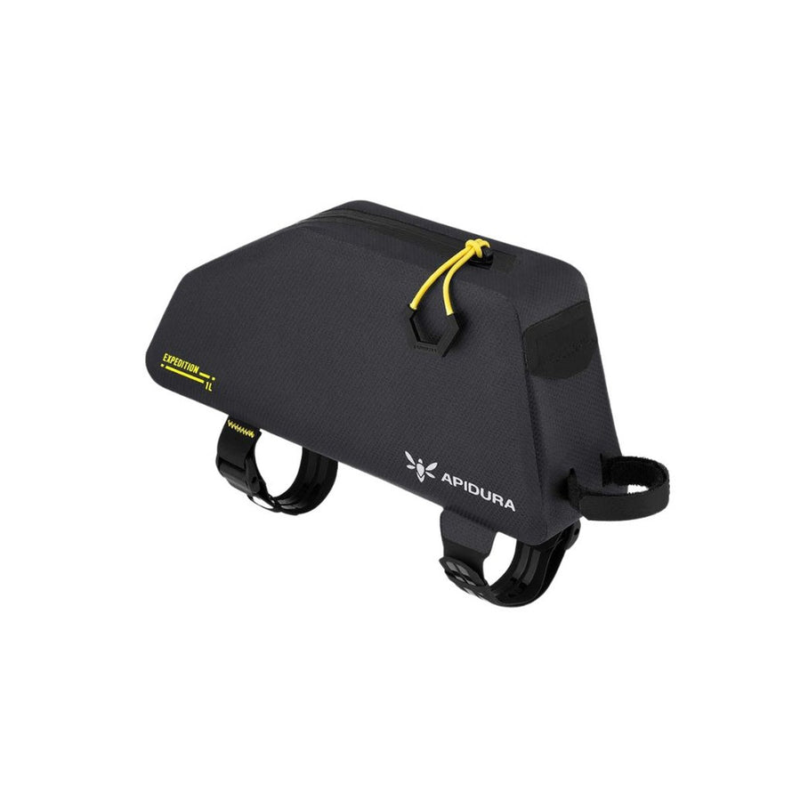 Sacoche top tube Apidura Expedition 1 litre noire, robuste et étanche pour bikepacking et aventures à vélo