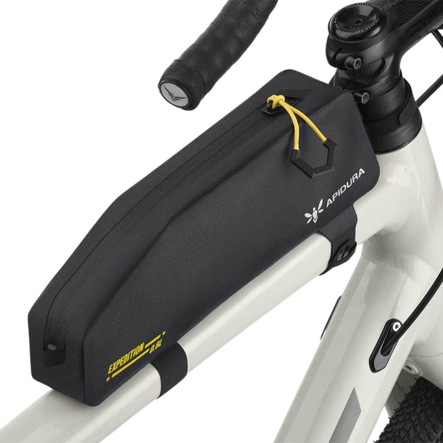 Sacoche top tube Apidura Expedition 1 litre noire, étanche et résistante pour bikepacking et sorties longues