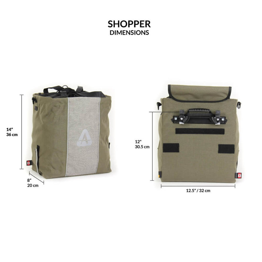 Sac cabas velo Arkel Shopper Xpac kaki, solide et fonctionnel pour transport urbain a velo