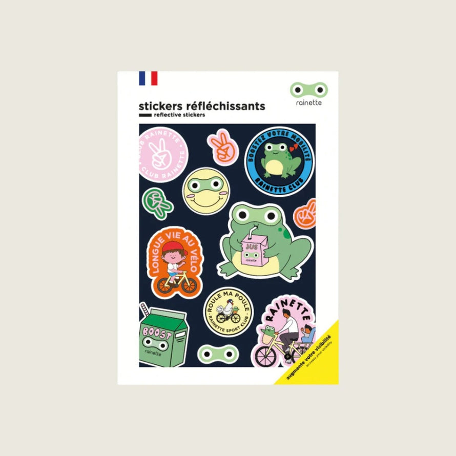 Autocollants réfléchissants vélo Rainette avec motifs fun et animaux pour sécurité et visibilité renforcée