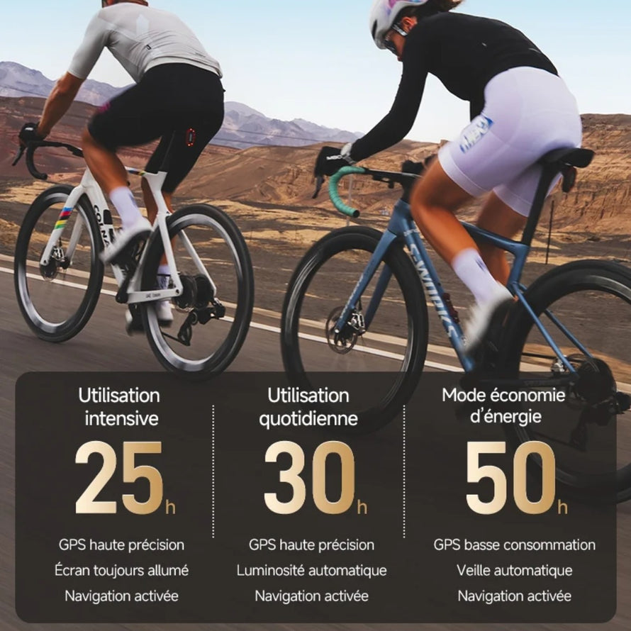 Autonomie du compteur GPS IGPSPORT BiNavi ULTRA avec modes intensif, quotidien et economie d energie pour velo