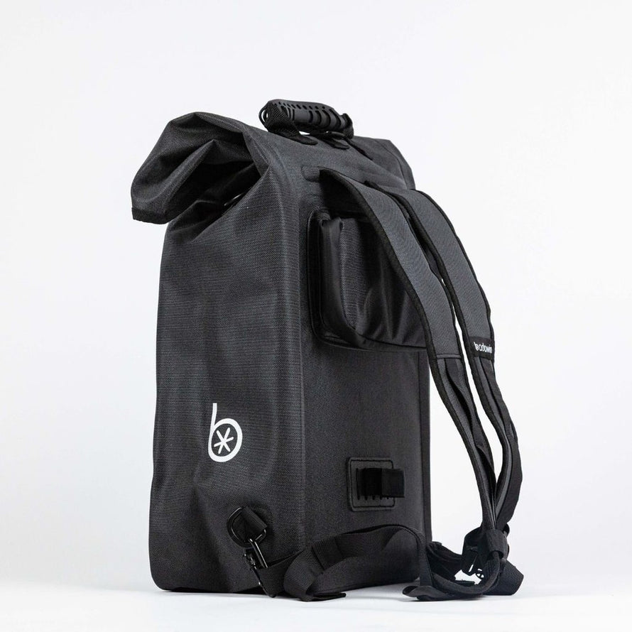 Sac à dos vélo réfléchissant convertible en sacoche Badawin Nyx 3-en-1 noir robuste et pratique
