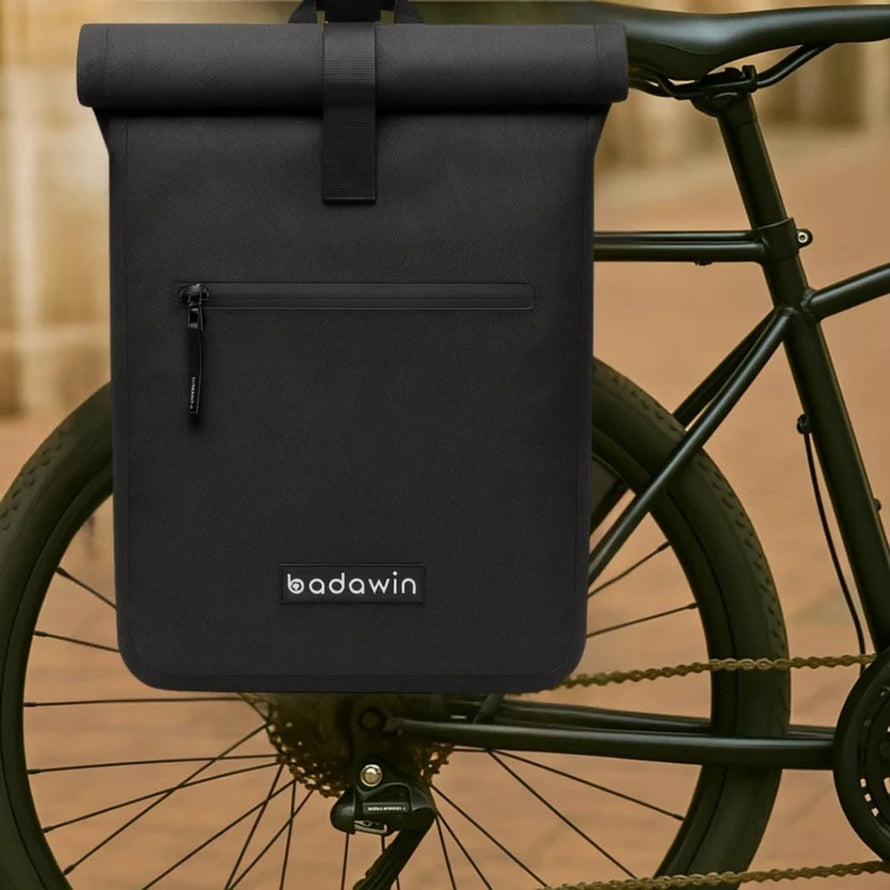 Sac a dos sacoche velo Badawin Nyx 3-en-1 noir compact et resistant pour cyclistes urbains