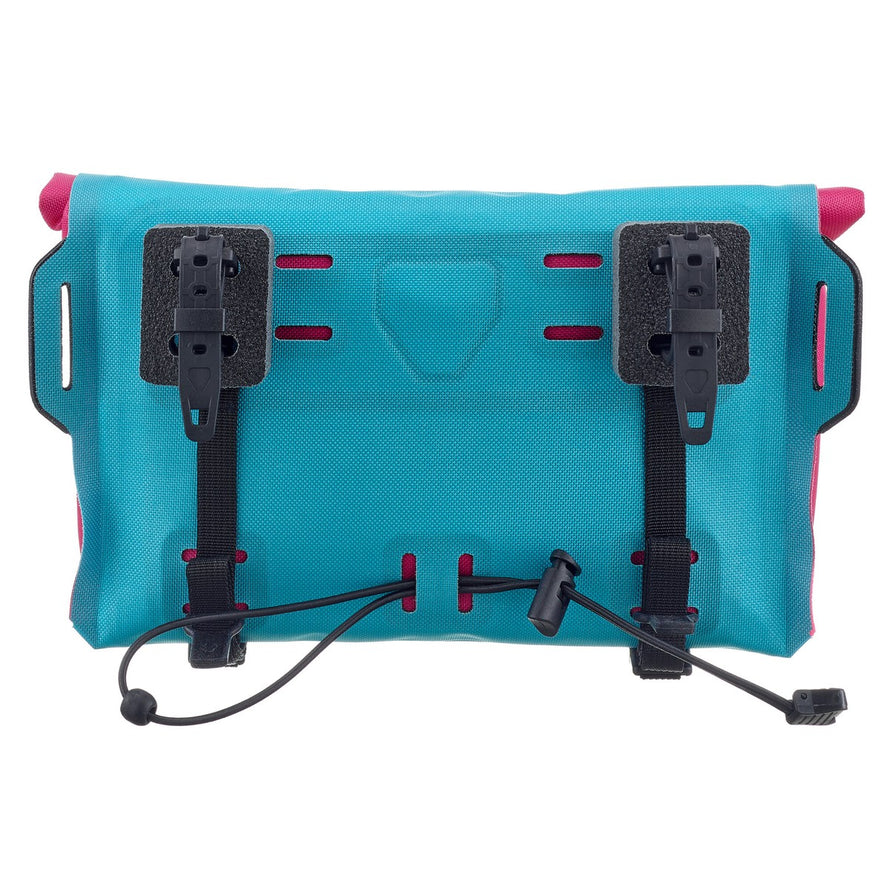 Banane Ortlieb Velo-Sling 3L turquoise et rose avec fixation guidon, sacoche convertible pour cyclistes urbains
