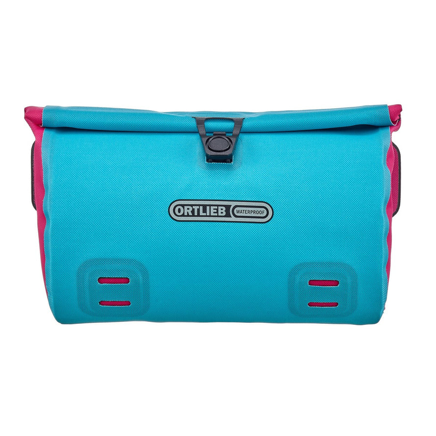 Banane Ortlieb Velo-Sling 3L turquoise et rose, sacoche guidon convertible et étanche pour vélo urbain