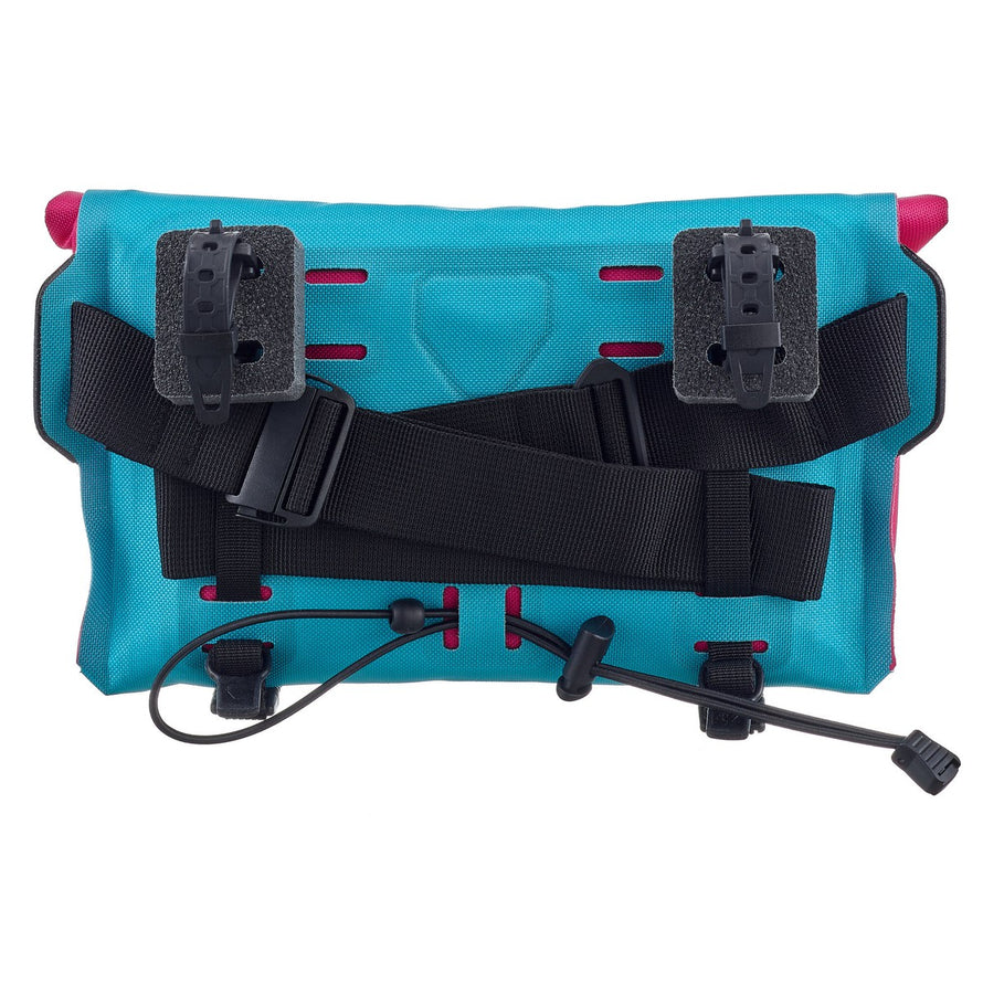 Banane Ortlieb Velo-Sling 3L turquoise et rose, sacoche guidon convertible pour cyclistes urbains