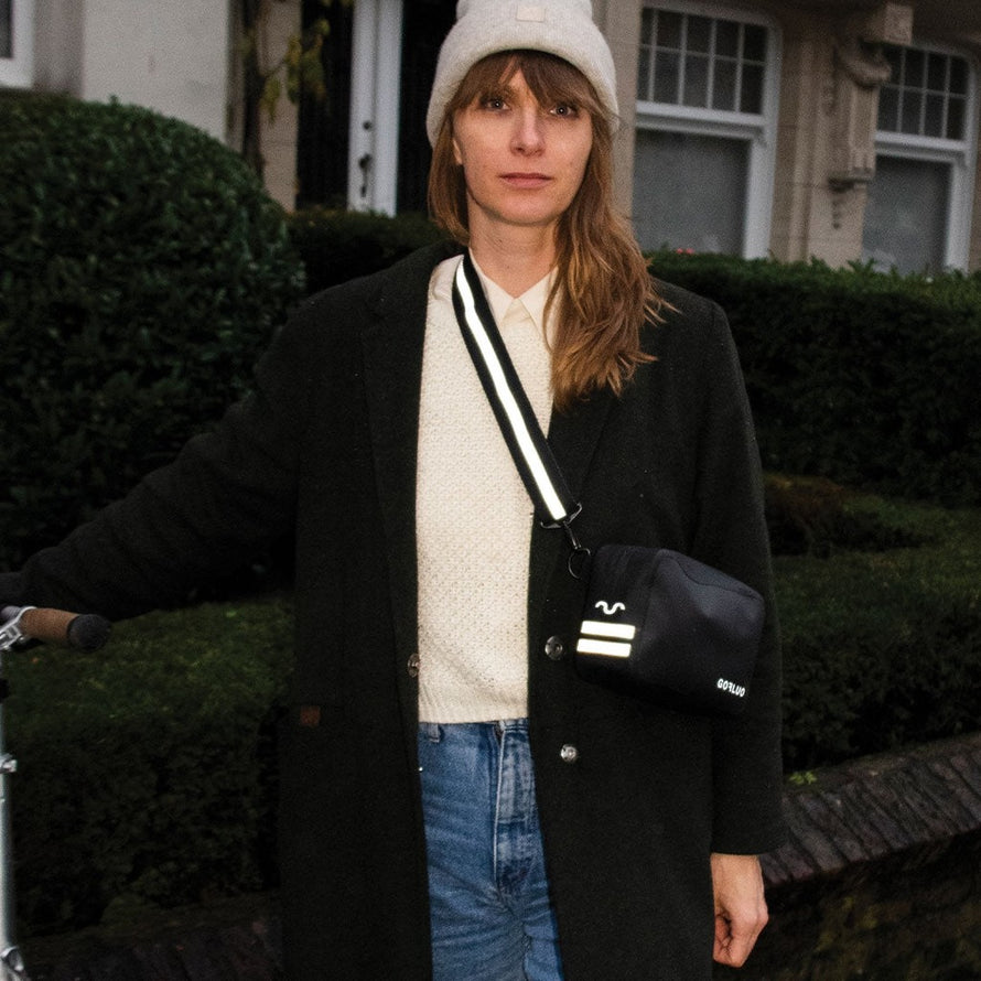 sacoche guidon vélo Gofluo noire en bandoulière