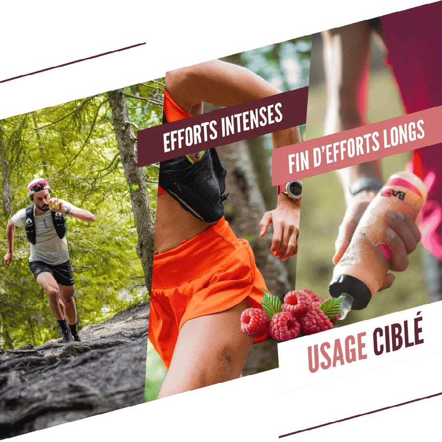 Gel energetique bio Baouw Fruits Rouges Hibiscus 85g en gourde pour energie durable et sport cyclisme