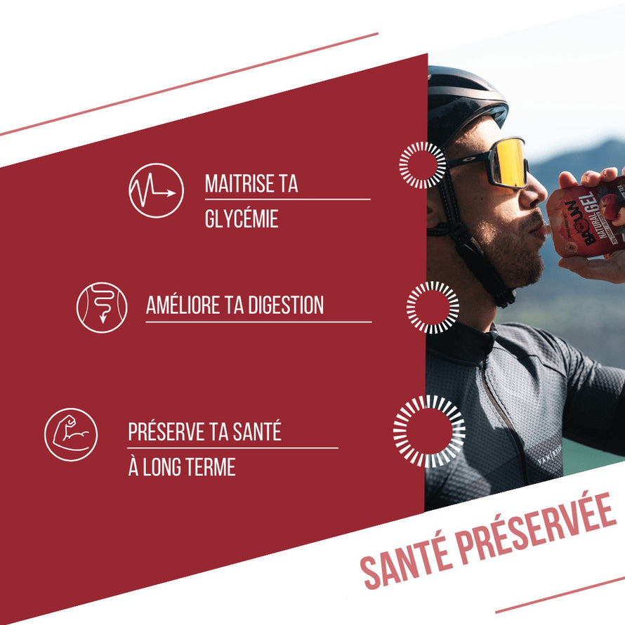 Gel energetique bio Baouw Peche The Matcha 85g gourde pour cyclisme endurance et energie naturelle