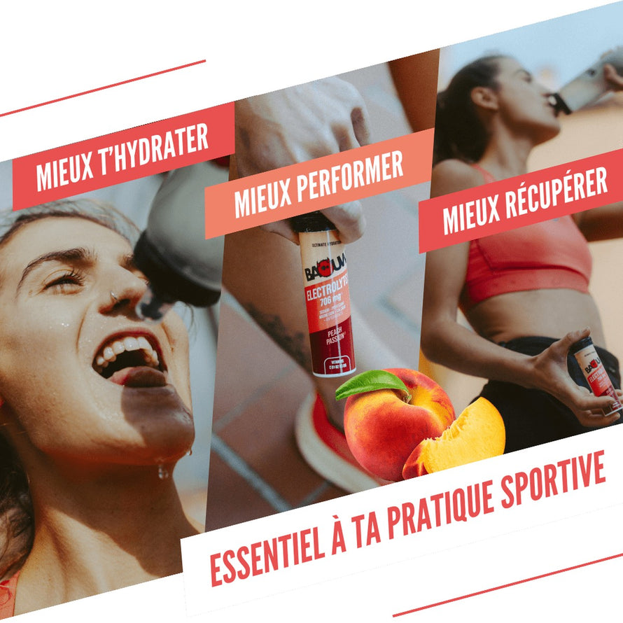 Tube 10 pastilles electrolytes Baouw Peche Passion pour booster hydratation et energie pendant le sport