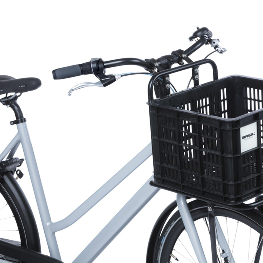 Caisse vélo Basil MIK Crate 29,5L noire en plastique pour porte-bagages, pratique et légère pour vélo urbain