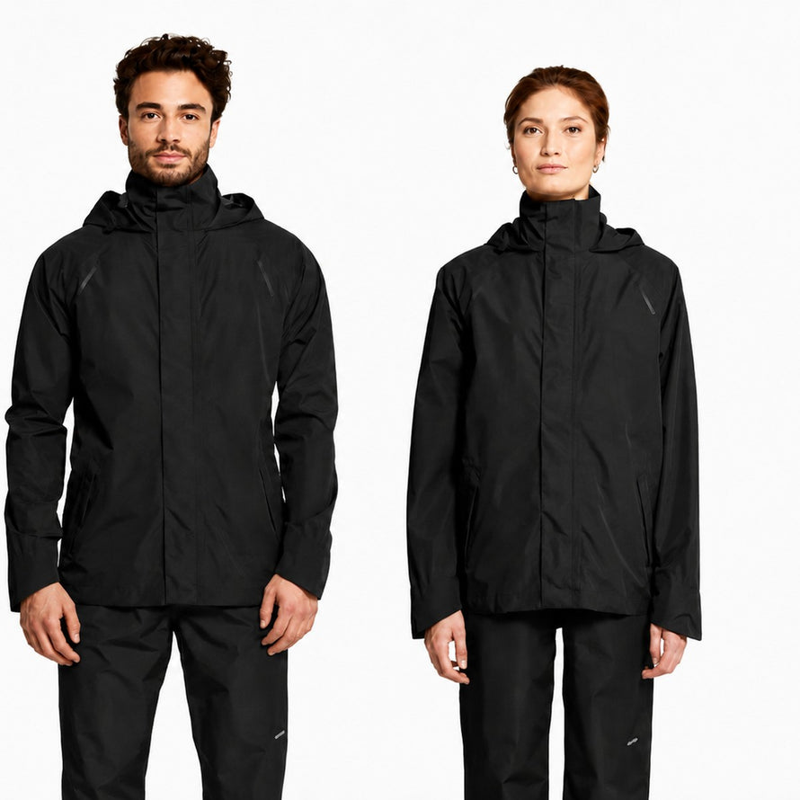 Ensemble pluie vélo Basil Hoga unisexe noir avec veste et pantalon imperméables pour cyclistes urbains