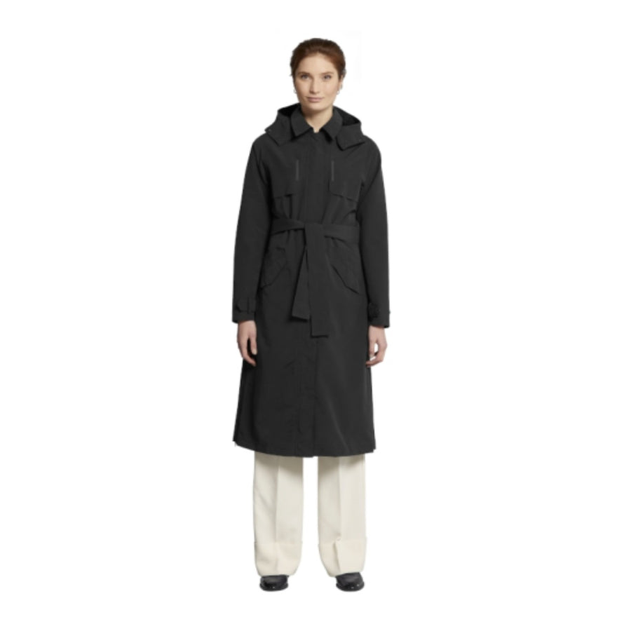 Veste imperméable trench-coat Basil Mosse noire pour cyclistes, élégante et fonctionnelle