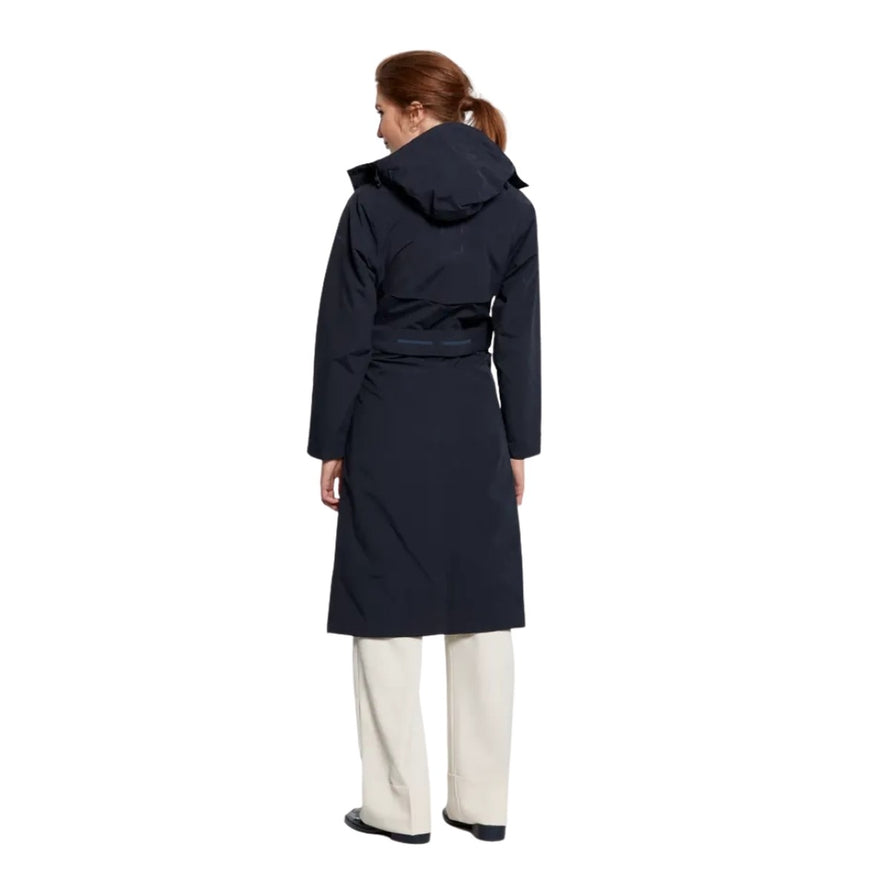 Veste trench-coat imperméable Basil Mosse noire avec capuche, idéale pour cyclistes urbains élégants
