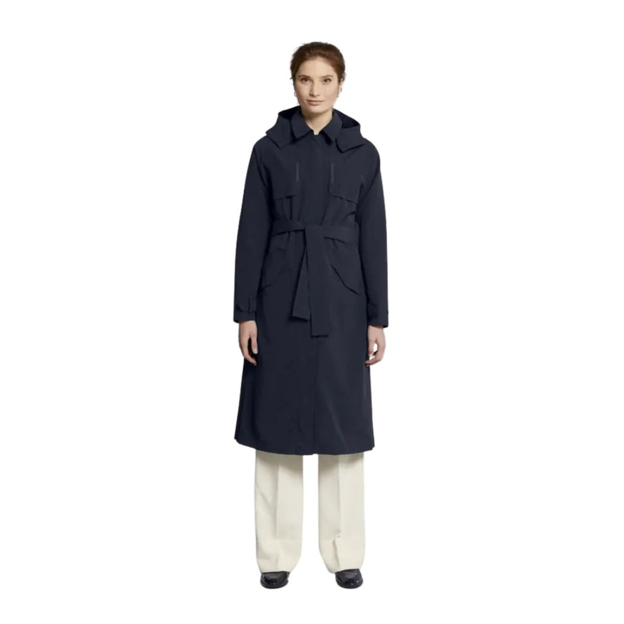 Veste trench-coat imperméable Basil Mosse bleu marine, parfaite pour cyclistes urbains cherchant style et protection