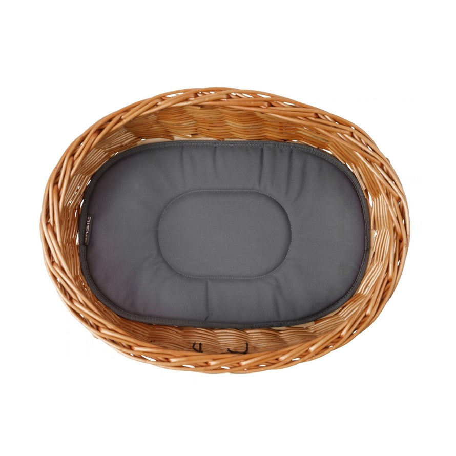 Panier vélo avant Basil Pluto en osier avec coussin confortable pour transporter votre chien en toute sécurité