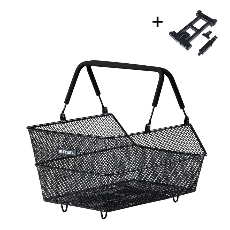 Panier vélo arrière Basil Cento en acier avec fixation MIK ou Multi System, robuste et pratique