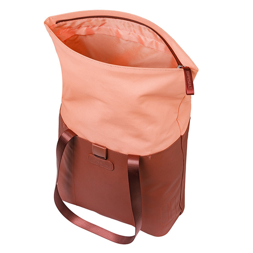 Sac cabas etanche Basil Vive 20 L pour velo en rose et brun, resistant a la pluie et design pratique