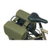 Sacoche double Basil GO amovible 2x16L en tissu olive fixée sur porte-bagages vélo