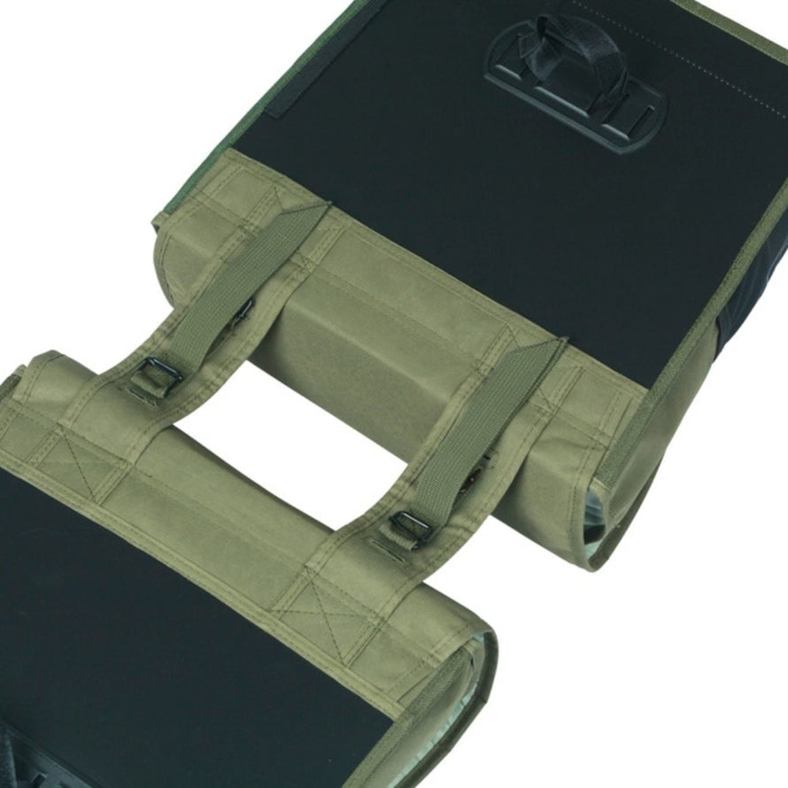 Sacoche double vélo Basil GO amovible 2x16L en vert militaire avec fixation porte-bagages robuste