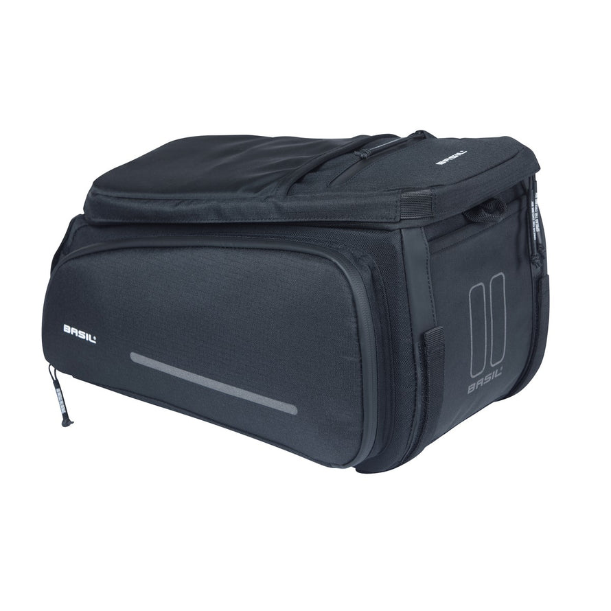 Sacoche vélo Basil Move Trunkbag 10-26L compatible porte-bagages MIK, capacité ajustable et design urbain