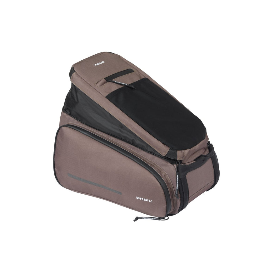 Sacoche vélo Basil Move Trunkbag 10-26L marron compatible porte-bagages MIK, compacte et modulable pour cyclistes urbains
