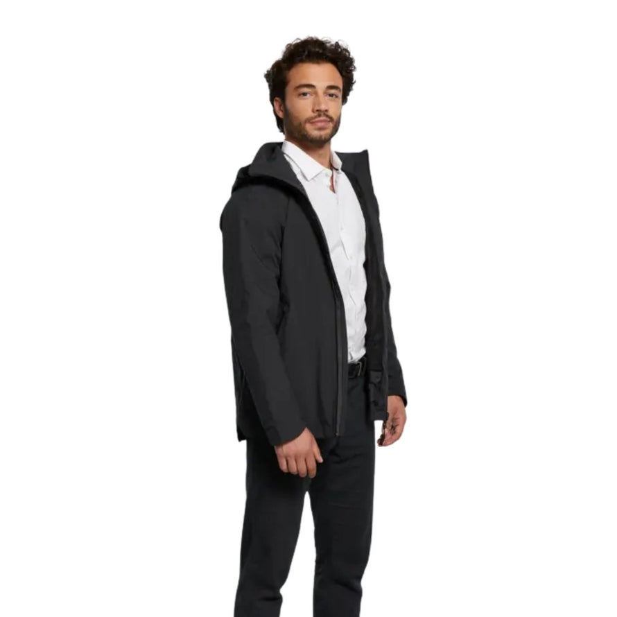 Veste pluie homme Basil Skane noire, imperméable et légère, parfaite pour cyclistes urbains exigeants