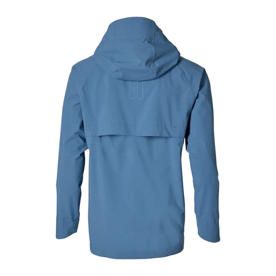 Veste imperméable Basil Hoga bleu unisexe vue de dos, idéale pour cyclistes sous la pluie
