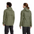 Veste imperméable Basil Hoga unisexe verte vue arrière avec capuche pour cyclistes sous la pluie