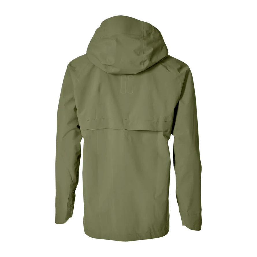 Veste imperméable Basil Hoga unisexe verte vue arrière avec capuche pour protection pluie vélo