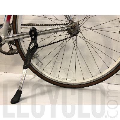 Béquille vélo latérale arrière newton 24-29 pouces couleur noire réglable  fixation 2 vis sur base entraxe 18mm