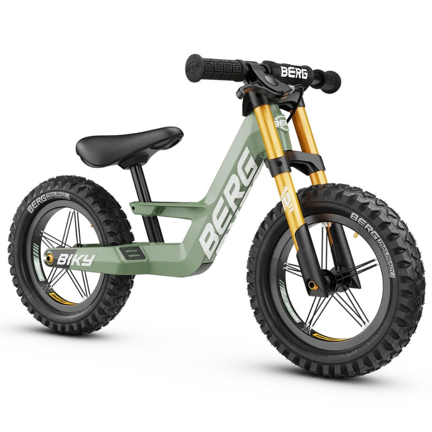 Draisienne VTT evolutive Berg Biky Cross verte avec frein pour enfants a partir de 2 ans et demi