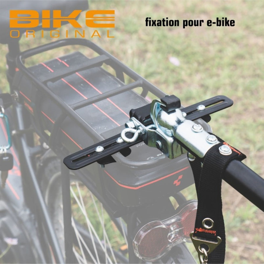 Fixation compatible e-bike pour remorque vélo chariot Shopping Trailer 50L de bike_original, robuste et sécurisée