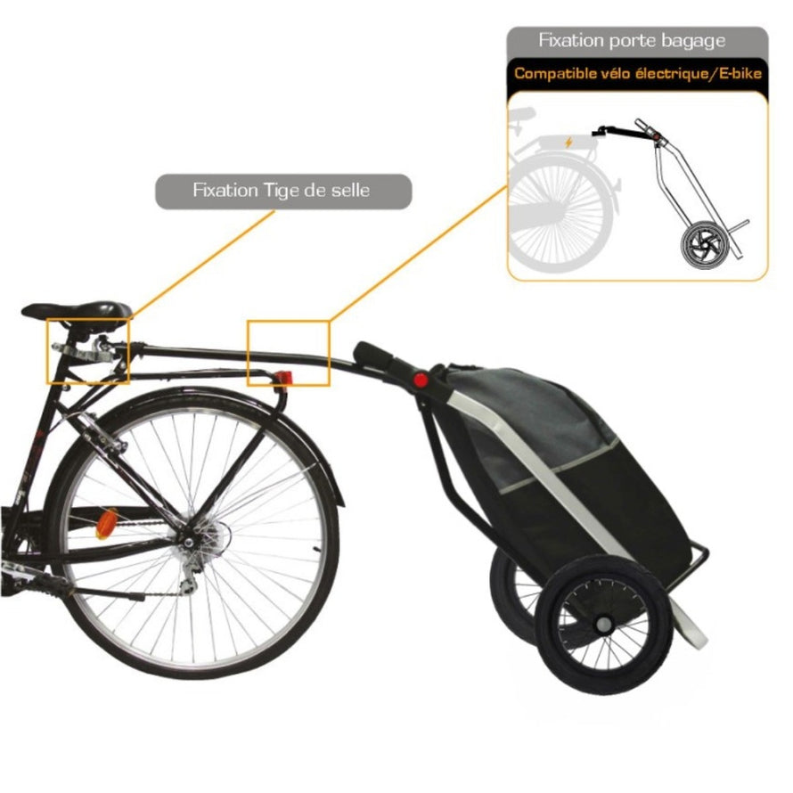 Remorque vélo chariot Shopping Trailer 50L bike_original avec fixation tige de selle compatible vélo électrique