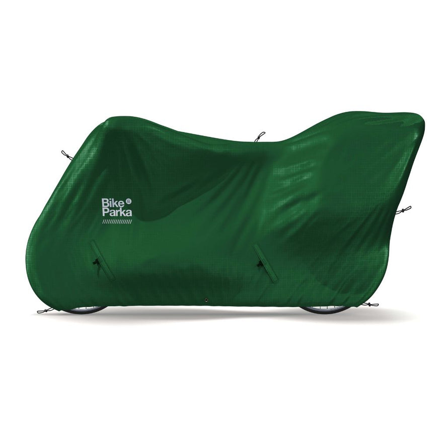 Housse de protection contre les intempéries pour les vélos cargo longtail avec siège enfant Bike Parka verte