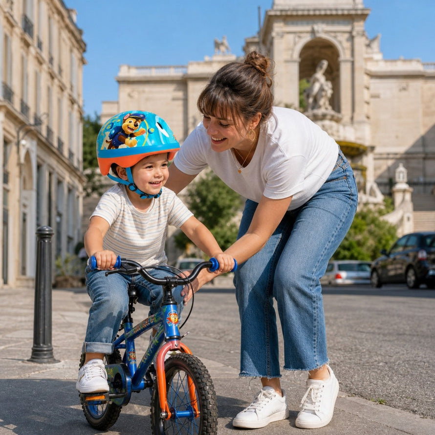 Casque vélo enfant brandless Pat'Patrouille bleu avec motif chien pompier pour sécurité et confort ludique