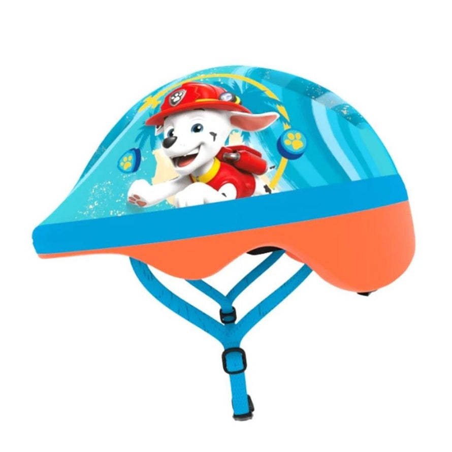 Casque velo enfant brandless PatPatrouille bleu et orange avec illustration chien pompier et design ludique