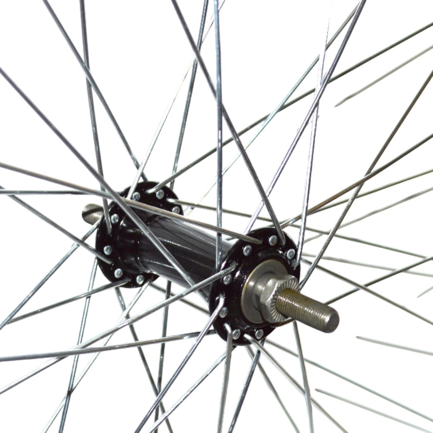 Roue vélo avant 700x21C 28 pouces argent avec axe plein 21-622